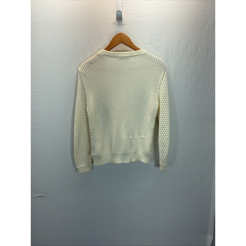Tory‎ Burch Ivory Zip Crochet Trixie Cardigan Size S Lacey Casual Snag - Picture 3 of 9
